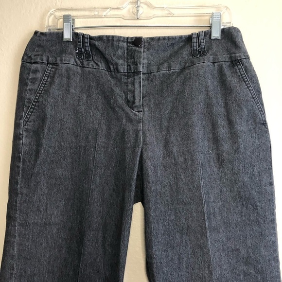 Sandro Sportswear Charcoal Gray High Rise Flare Wide Leg Capris Denim Pants Sz10 - Picture 4 of 12
